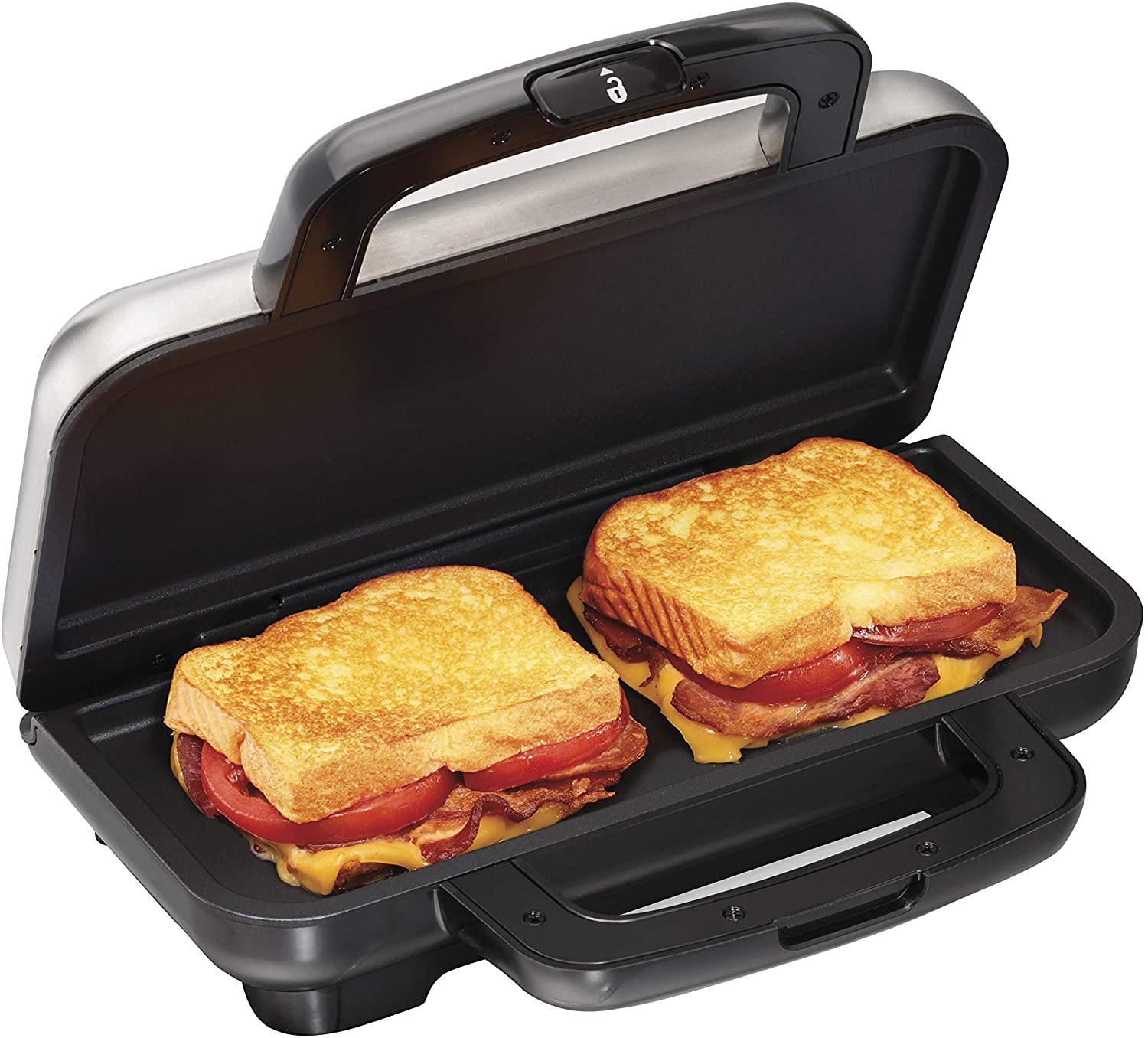 Proctor Silex Deluxe Hot Sandwich Maker, Nonstick Plates, Stainless Steel (25415)