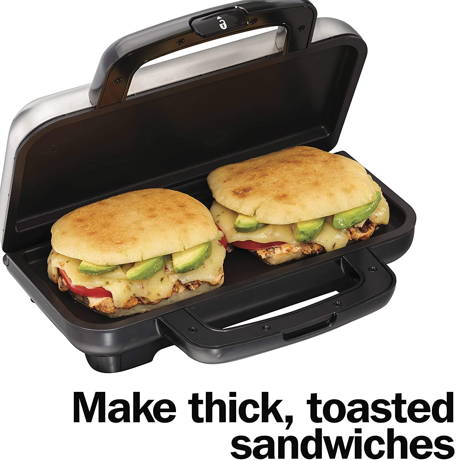 Proctor Silex Deluxe Hot Sandwich Maker, Nonstick Plates, Stainless Steel (25415)